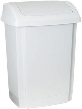 Plast Team Beli plastični koš za smeti s preklopnim pokrovom 15 l, pravokoten
