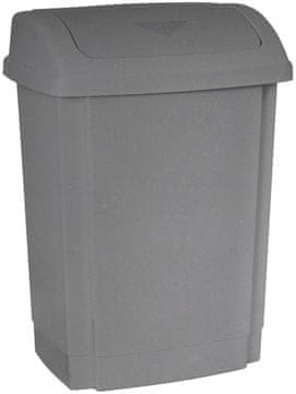 Plast Team Odpadni koš z nagibnim pokrovom 15 l, siv, plastičen (PP)