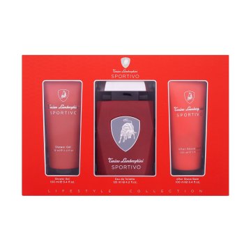 Lamborghini Sportivo darilni set toaletna voda 125 ml + gel za prhanje 100 ml + balzam po britju 100 ml za moške