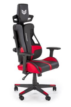 Halmar Ergonomski pisarniški stol NITRO, črno-rdeč, eko usnje/tekstil, nastavljivi nasloni