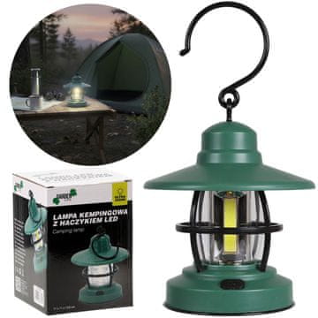 GARDEN LINE Kampska svetilka LED s kavljem, viseča kampska svetilka na baterije 11x11x12,8 cm