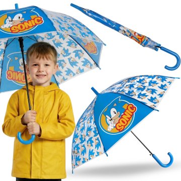 Sonic the Hedgehog SONIC Modri otroški dežnik za dečka, zložljiv, prozoren, samodejni