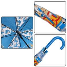 Sonic the Hedgehog SONIC Modri otroški dežnik za dečka, zložljiv, prozoren, samodejni