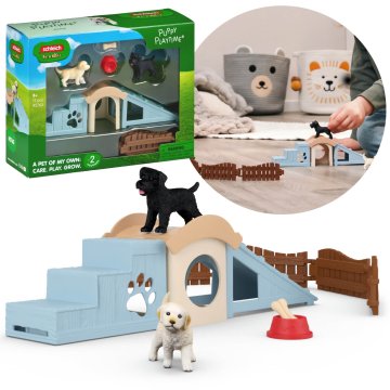 Schleich SLH42763 Schleich Farm World Igrišče za mladičke, komplet s figuricami psov in dodatki 3+