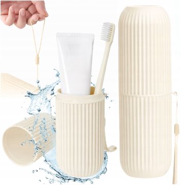 Korbi Potovalni etui za zobno ščetko in testo, bež