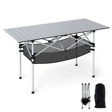 Northix Zložljiva kamp miza aluminij srebrna 119x56 cm 100 kg