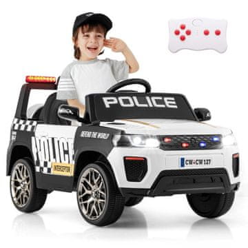 Northix 12V Električni policijski otroški avto z daljinskim upravljalnikom, za otroke 3-8 let, bela