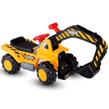 Northix Sedež bager z vgrajenim predalom za shranjevanje in 3 kamni ter čelada otroški bager za pesek rumena