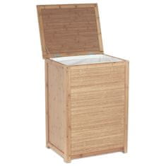 Autronic Bambusova košara za perilo s tekstilno podlogo in pokrovom 100 l, naravna 71x95x51 cm
