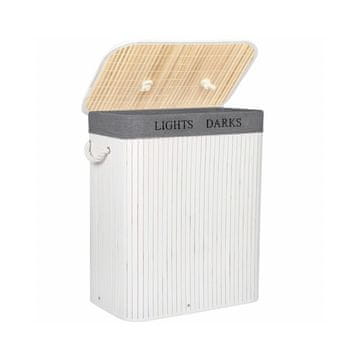 Springos Bambusova Košara za Perilo Springos 100L z Dvema Komorama - Bela