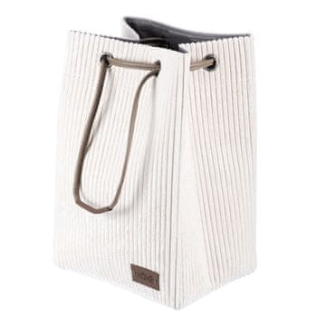 Autronic Žametni koš za perilo z vrvico, kremne barve, 35 × 50 × 27 cm