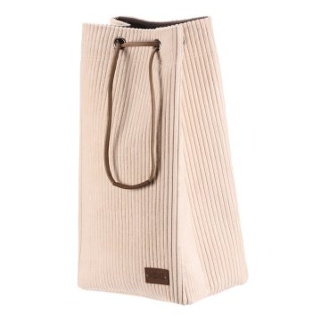 Autronic Košara za perilo iz rebrastega žameta z vrvico, kremna, 35 × 68 cm