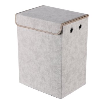 Autronic Zložljiva visoka tekstilna košara s pokrovom, kapučino 50 × 38 × 28 cm