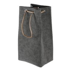 Autronic Zložljiva siva košara za perilo iz blaga z vrvico, 35 × 27 × 68 cm