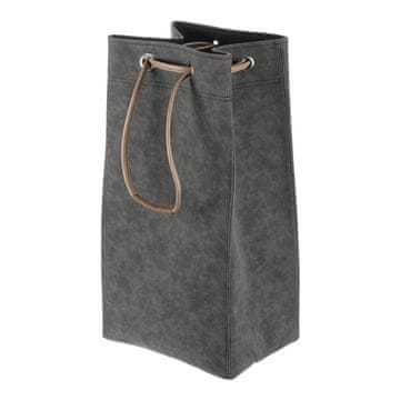 Autronic Zložljiva siva košara za perilo iz blaga z vrvico, 35 × 27 × 68 cm