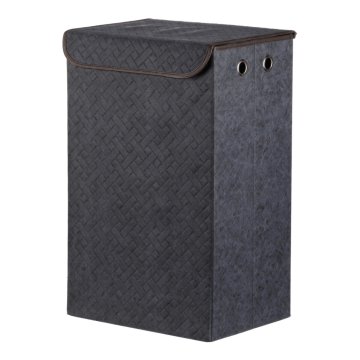 Autronic Zložljiv tekstilni koš za perilo s pokrovom, temno moder 38×28×60 cm