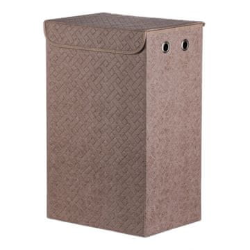 Autronic Zložljiva platnena košara za perilo s pokrovom, rjava 60 × 38 × 28 cm