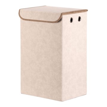 Autronic Zložljiv tekstilni koš za perilo s pokrovom, kremno bež, 38 × 28 × 60 cm