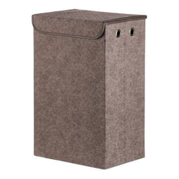 Autronic Zložljiv tekstilni koš za perilo s pokrovom, siv 38 × 28 × 60 cm