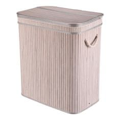 Autronic Bambusova košara za perilo s pokrovom, siva 52 × 32 × 60 cm