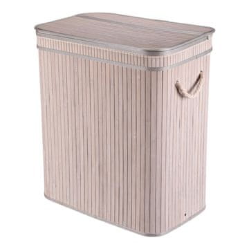 Autronic Bambusova košara za perilo s pokrovom, siva 52 × 32 × 60 cm