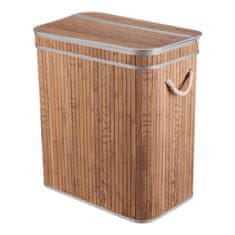 Autronic Bambusova košara za perilo s pokrovom, sivo-rjava 52 × 32 × 60 cm