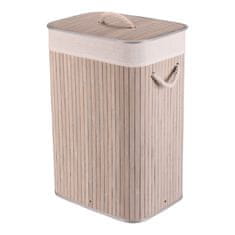 Autronic Bambusova košara za perilo s pokrovom, siva 40 × 30 × 60 cm