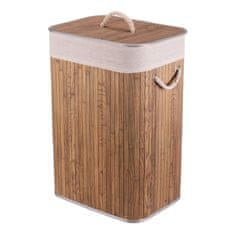 Autronic Bambusova košara za perilo s pokrovom, temno siva, 40 × 30 × 60 cm