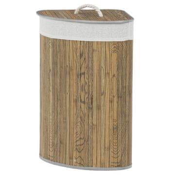 Autronic Kotna bambusova košara za perilo s pokrovom, temno siva, 35×35×60 cm