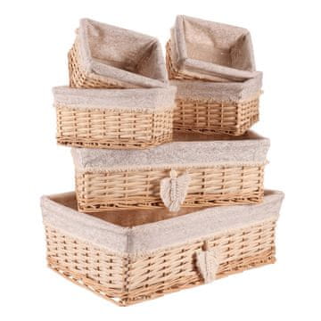 Autronic Set 6 pravokotnih pletenih košar za police z odstranljivo sivo podlogo