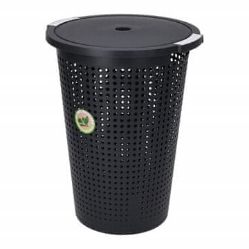 eoshop Okrogla košara za perilo s pokrovom 35 l, Ø 40 cm, antracitna, reciklirana plastika