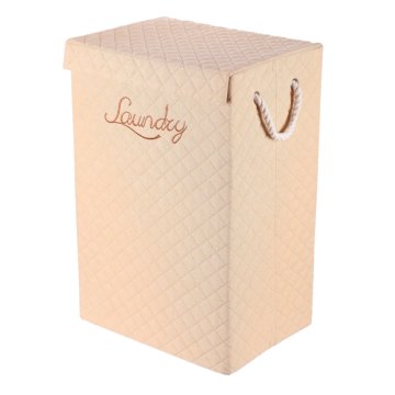 Autronic Visoka bež tkaninska shranjevalna škatla s pokrovom in vrvnimi ročaji 40×30×60 cm