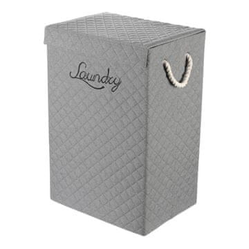 Autronic Visoka siva tekstilna škatla-košara s pokrovom in ročaji 40×30×60 cm