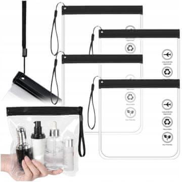 Korbi Set 4 prozornih letalskih kozmetičk 1L