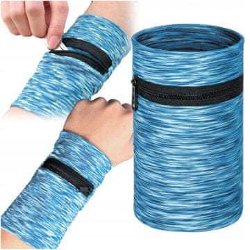 Korbi Športna zapestna denarnica z zadrgo, modra