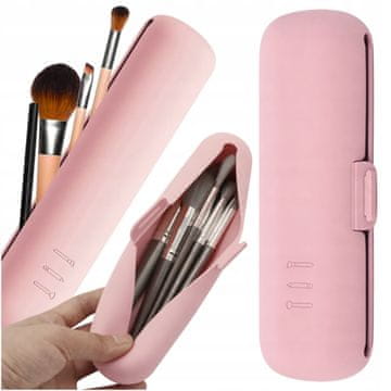 Korbi Potovalni silikonski etui za čopiče roza