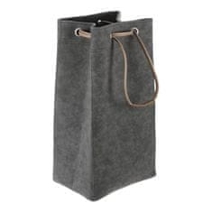 Autronic Zložljiva siva košara za perilo iz blaga z vrvico, 35 × 27 × 68 cm