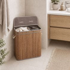 Autronic Bambusova košara za perilo s pokrovom, sivo-rjava 52 × 32 × 60 cm