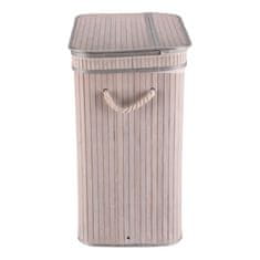 Autronic Bambusova košara za perilo s pokrovom, siva 52 × 32 × 60 cm