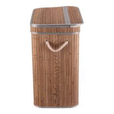 Autronic Bambusova košara za perilo s pokrovom, sivo-rjava 52 × 32 × 60 cm