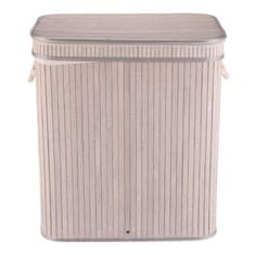 Autronic Bambusova košara za perilo s pokrovom, siva 52 × 32 × 60 cm