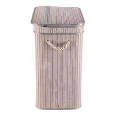 Autronic Bambusova košara za perilo s pokrovom, siva 52 × 32 × 60 cm