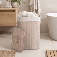 Autronic Bambusova košara za perilo s pokrovom, siva 40 × 30 × 60 cm