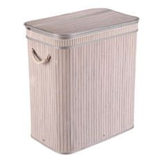 Autronic Bambusova košara za perilo s pokrovom, siva 52 × 32 × 60 cm