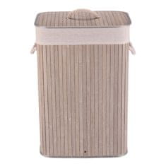 Autronic Bambusova košara za perilo s pokrovom, siva 40 × 30 × 60 cm