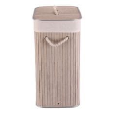Autronic Bambusova košara za perilo s pokrovom, siva 40 × 30 × 60 cm