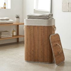 Autronic Bambusova košara za perilo s pokrovom, temno siva, 40 × 30 × 60 cm