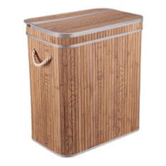 Autronic Bambusova košara za perilo s pokrovom, sivo-rjava 52 × 32 × 60 cm