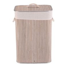 Autronic Bambusova košara za perilo s pokrovom, siva 40 × 30 × 60 cm