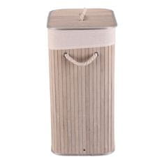 Autronic Bambusova košara za perilo s pokrovom, siva 40 × 30 × 60 cm